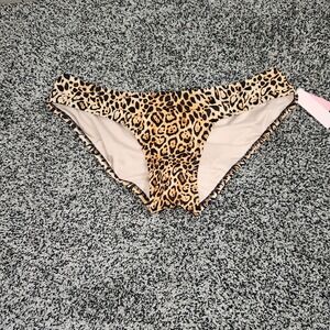 Victoria Secret Cheeky Booty Swim Bottoms,Leopard Cheetah Ruching Back Sz Xl Nwt